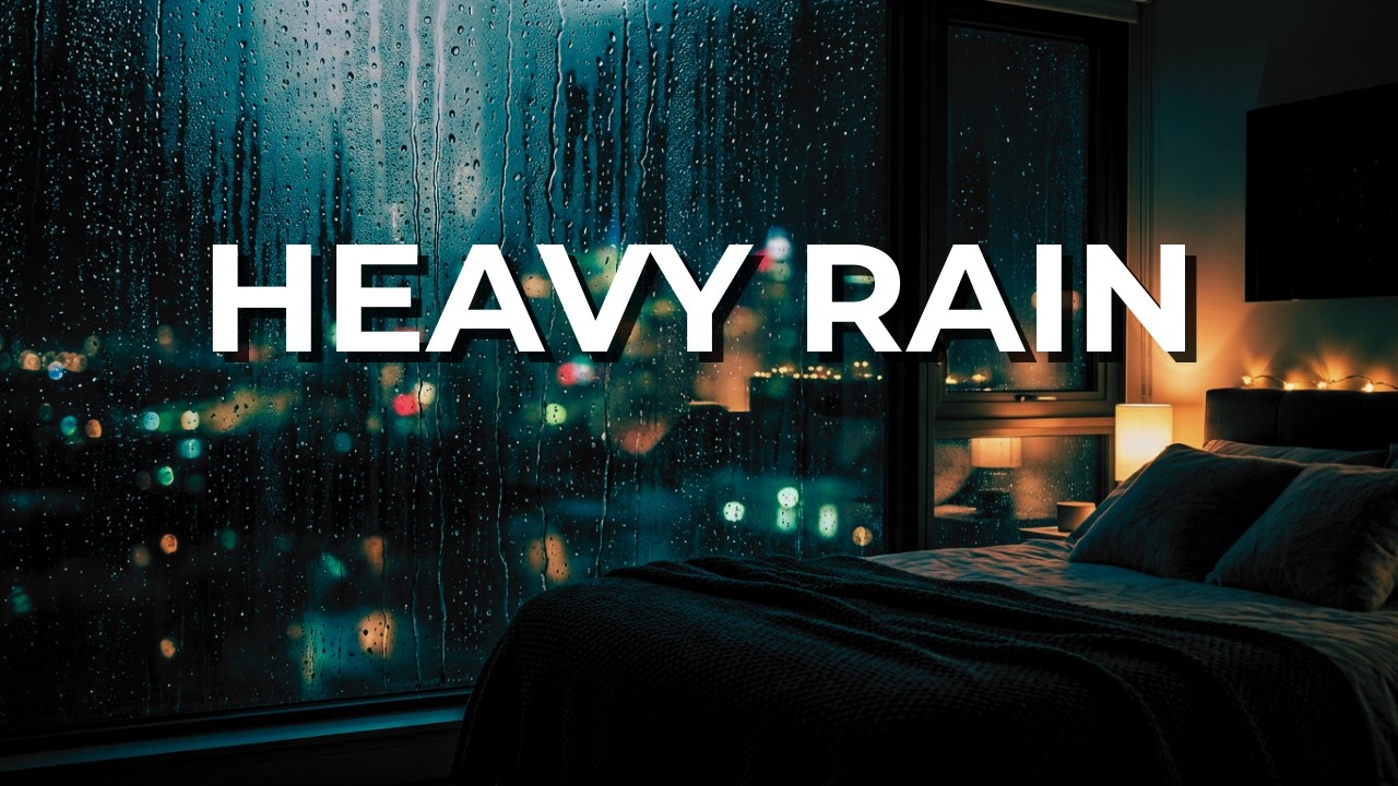 8 Hours of Heavy Rain for Deep Sleep (Black Screen)