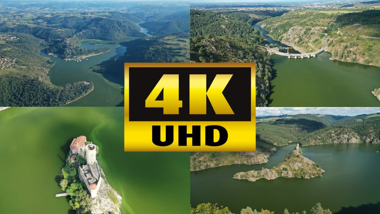 LAC & BARRAGE DE GRANGENT - GORGES DE LA LOIRE - FILME PAR DRONE EN 4K - (septembre 2021)