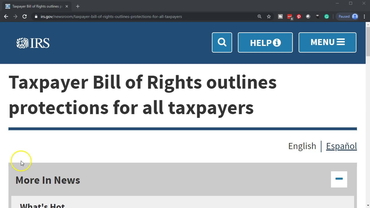 IRS Tips - Taxpayer Bill of Rights outlines protections for all taxpayers