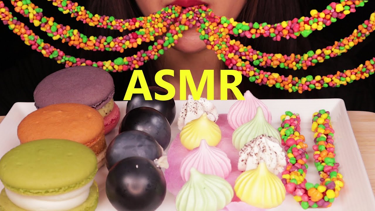 ASMR KYOHO JELLY ROPE JELLY MACARON MERINGUE MUKBANG 쿄호젤리 로프젤리 마카롱 머랭쿠키 NO TALKING EATING SOUNDS
