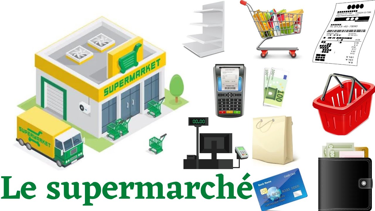Le supermarché. vocabulaire de supermarché en français.