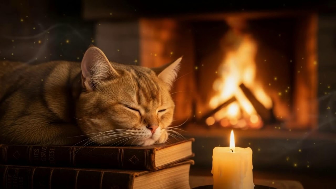 Fireplace Comfort Cat Music 432Hz 🐈 Healing Ambience For Gentle Rest, Calm, And Emotional Relief