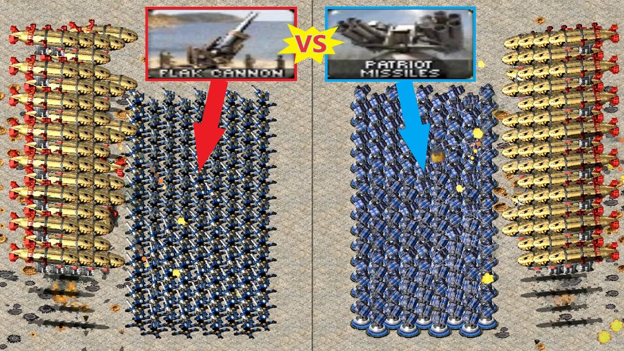 Flak vs Patriot - Side by Side - Red Alert 2 ( Kirov )