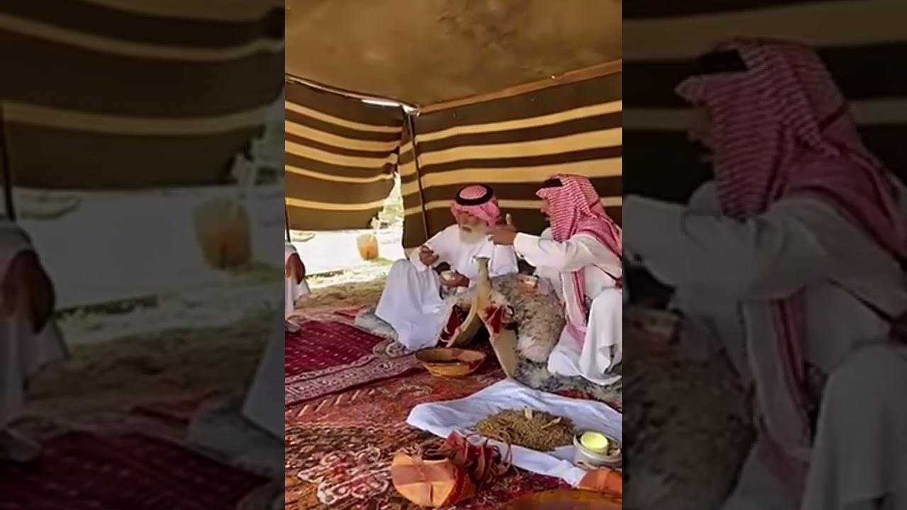 مشهد 🎬 ترحيب بادية بللحمر قديماً للباحثين عن ( الرعي ) النبت والماء لحلالهم بسهول بللحمر