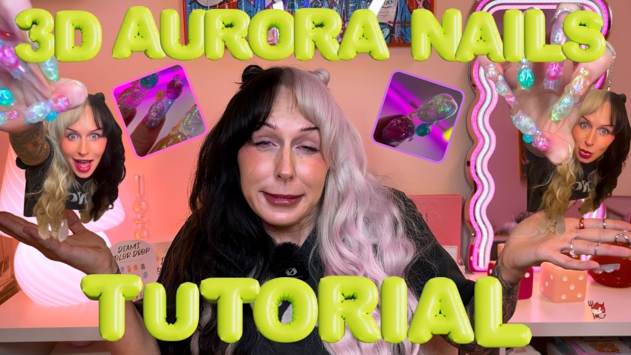 💖⭐︎3D Clear Aurora Nail Trend Tutorial!⭐︎💖 3D iridescent blobs & jelly ombré nails w. Born Pretty!