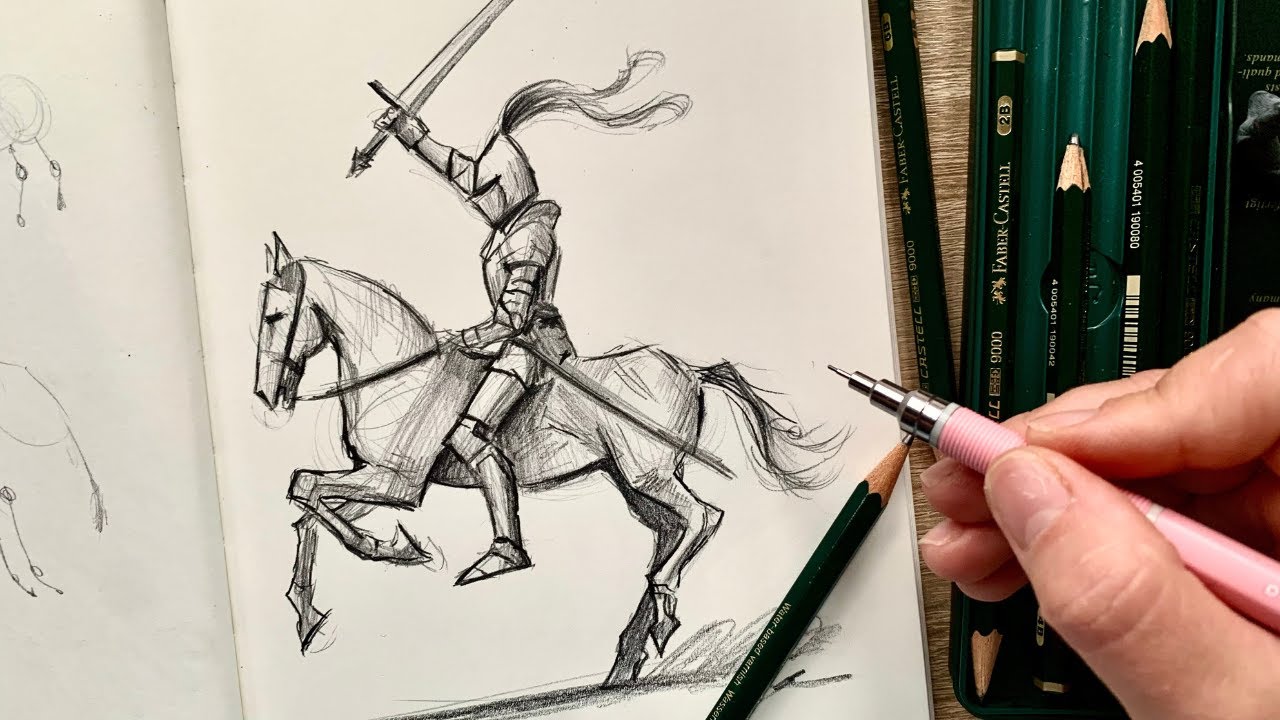 Drawing a Knight on a horse | Step by Step Process
