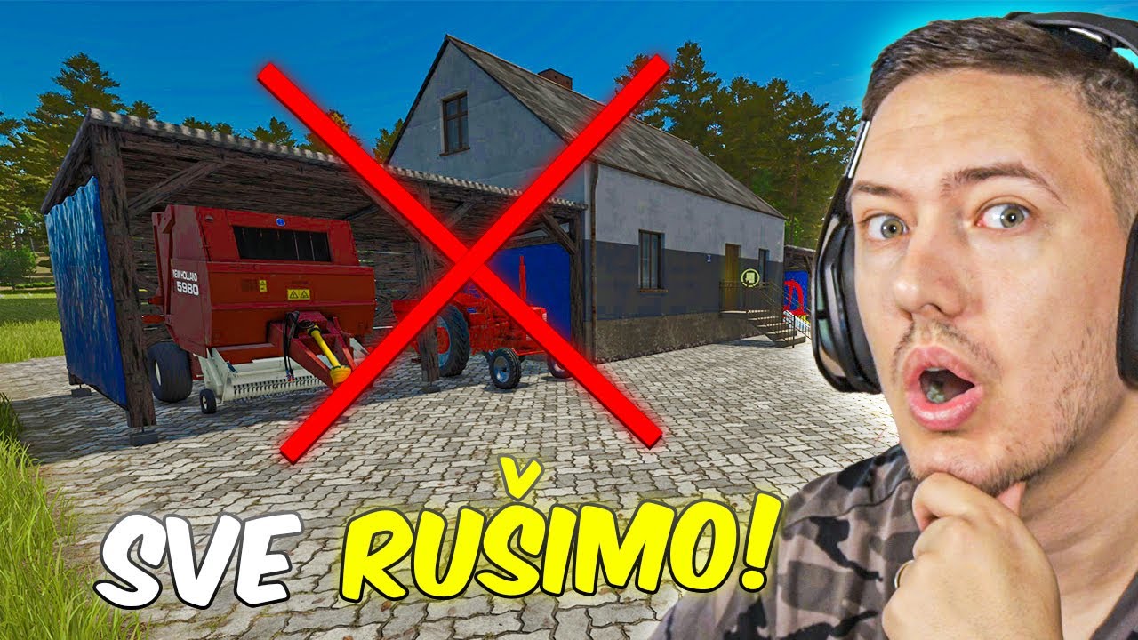RUSIMO KUCU I GARAZE DO TEMELJA! Farming Prezivljavanje EP37 w/Progi