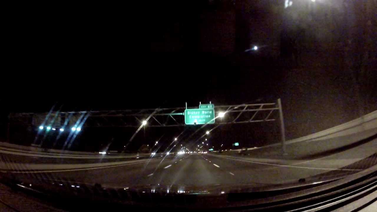 Driving through Orlando Florida at night I-4 (Interstate 4) westbound HD 1080p