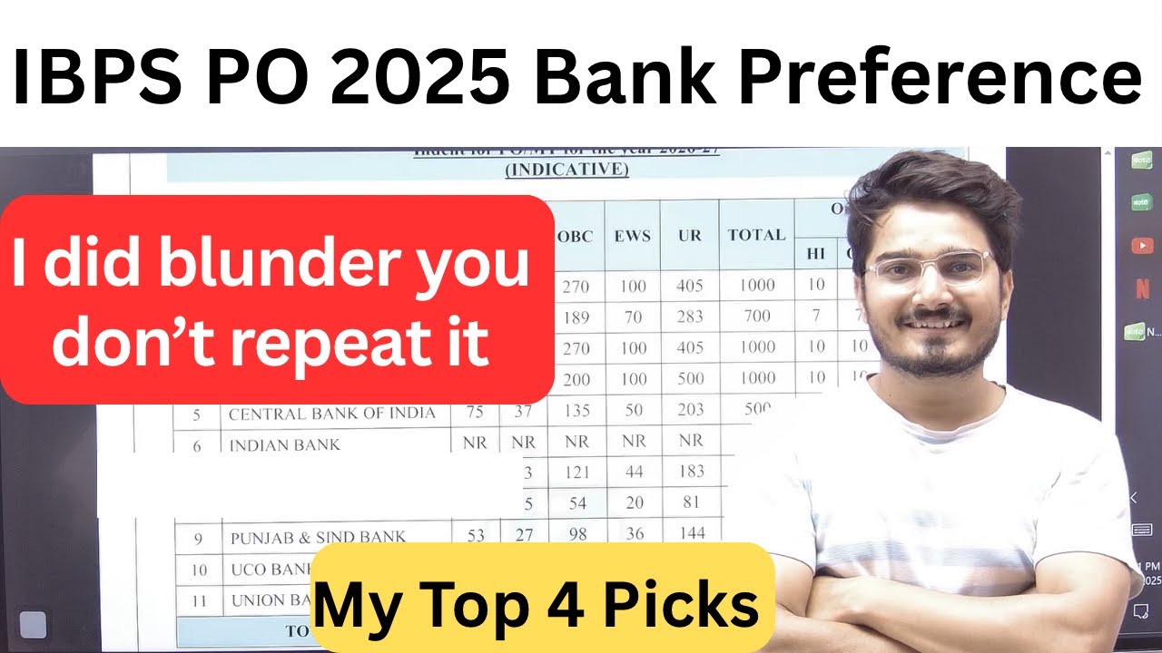 How to fill bank preference in IBPS PO 2025 | Top 4 Picks for each Region| Bank Preference कैसे भरे?