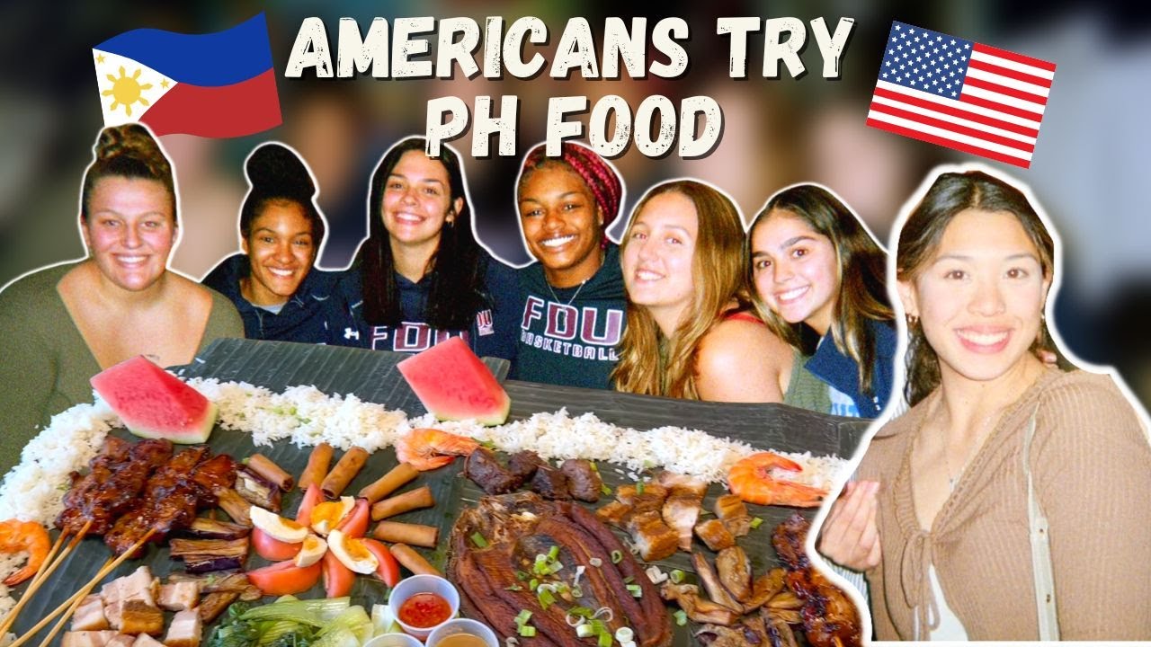 AMERICANS TRY BOODLE FIGHT (Hands Only): Lechon Kawali, Shanghai, Adobo, and More! | Ella Fajardo