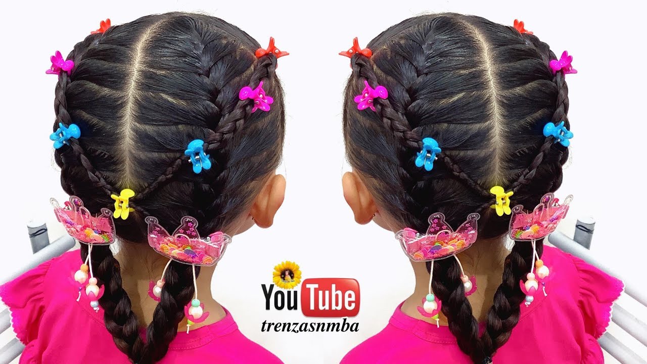 hermoso peinado en trenza combinadas f&aacute;cil para ni&ntilde;as ❤️