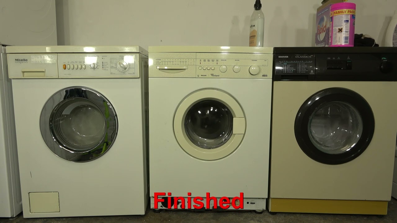 Spin Race - 1992 race : Hoover 1100rpm Vs. whirlpool 1300rpm Vs. miele 1400rpm / spin only