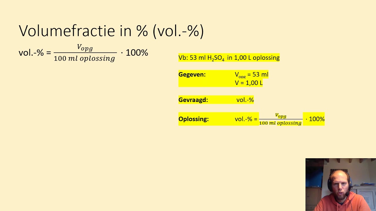 Volumefractie in % (vol.-%), volumeprocent, volumepercentage (concentraties, deel 4)