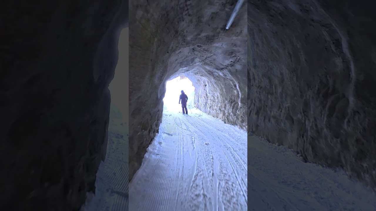 🤩 This is the most epic skitunnel in the Alps! #skiing #ski #snow #tunnel #snow #swiss #alps