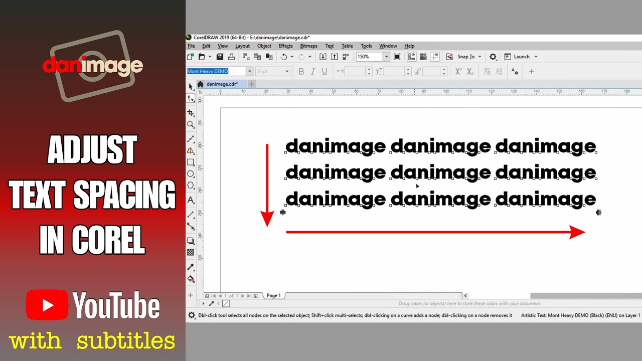Как настроить интервал между текстом в CorelDraw