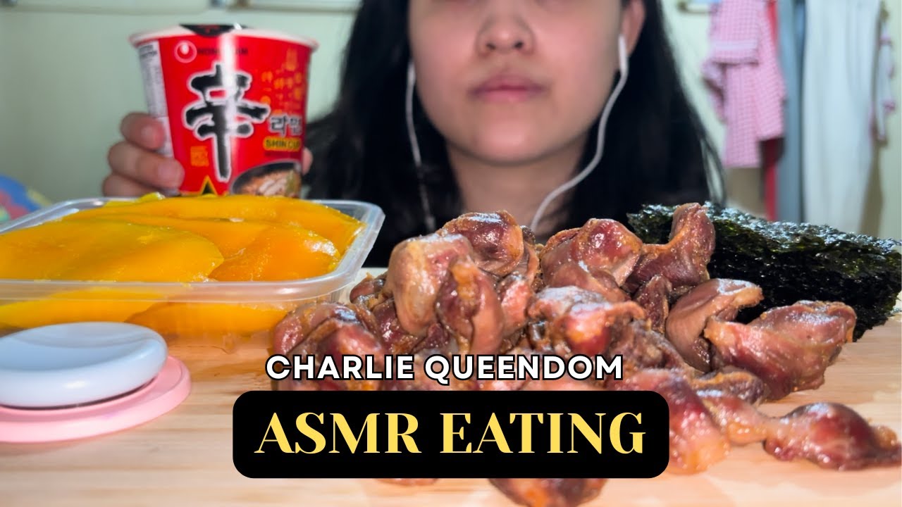 ASMR Eating: Fried Gizzard, Shin Ramyun, Mangoes, Nori Snacks #FoodASMR #EatingASMR