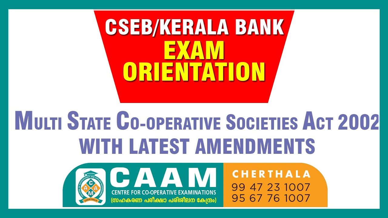 JCI/Kerala Bank - Multi State Co-operative Societies Act 2002 with latest Amendments