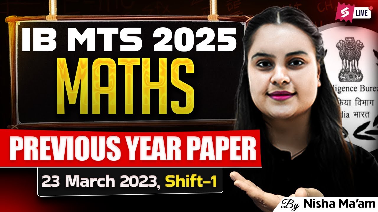 IB MTS Previous Year Question Paper 2023 | IB MTS Maths PYQ | Maths by Nisha Mam | Testbook #1