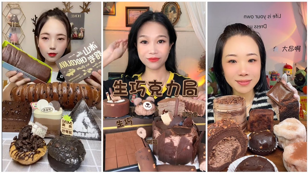 asmr mukbangasmr/kwai dessert mukbang,/mochi eating,creperoll cake chocolate #asmr