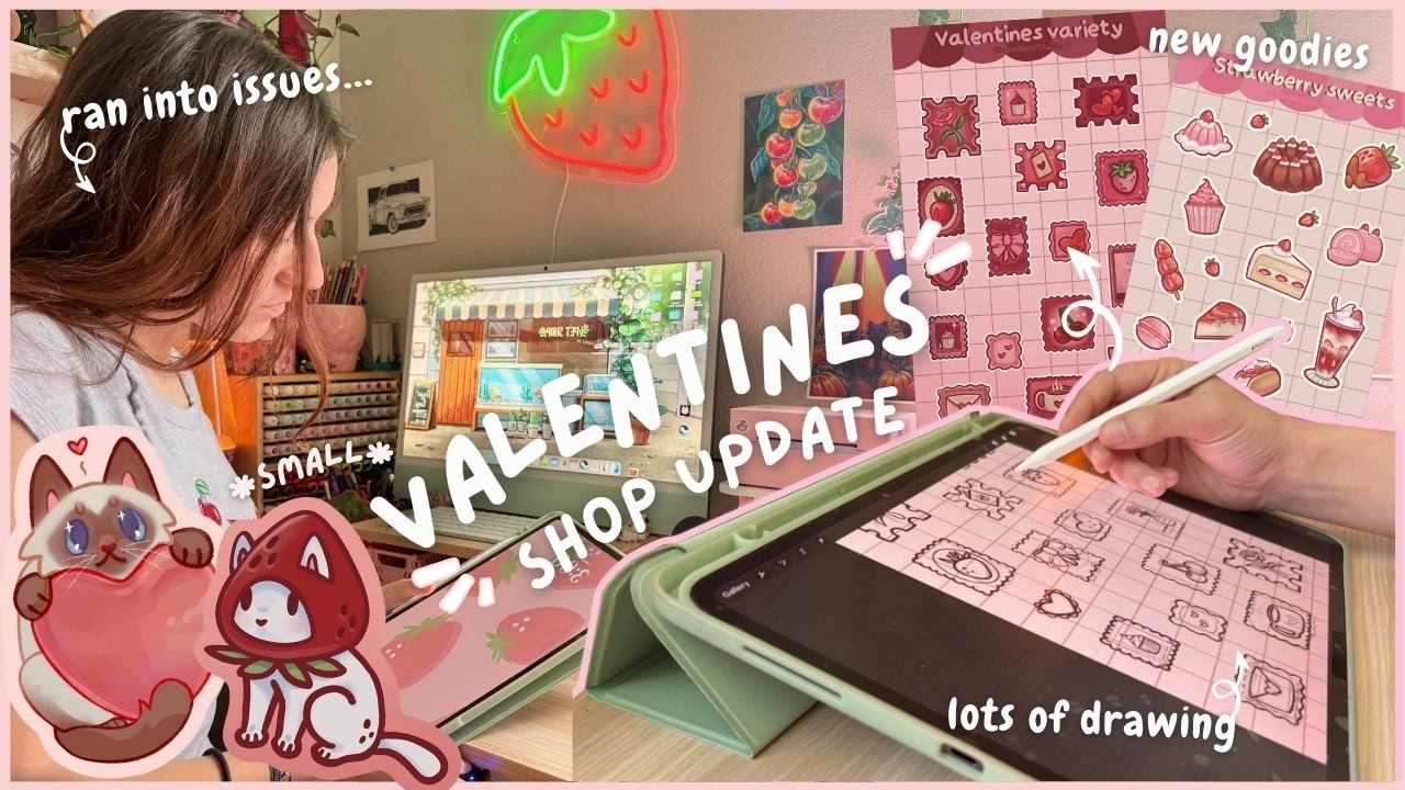 Studio Vlog 04 | prepping for valentines shop update🍓⋆.˚