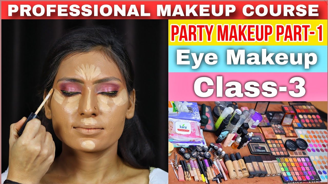 PROFESSIONAL MAKEUP COURSE DAY - 3 | Party makeup part - 1 | Eye Makeup step by step Tutorial