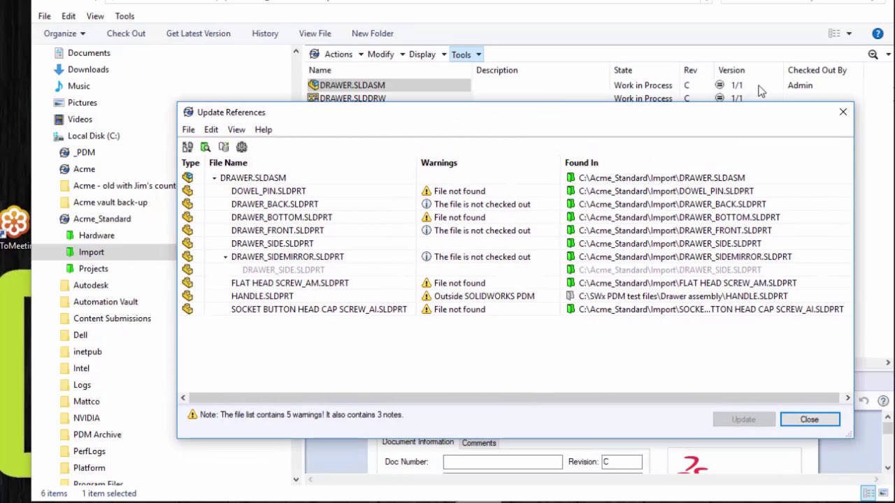 SOLIDWORKS PDM - Pack and Go with Update References