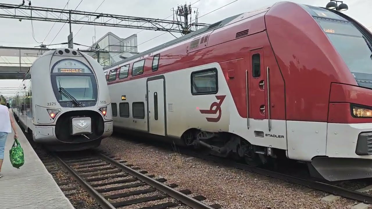 Sweden, Västerås - departing with SJ double decker train to Stockholm