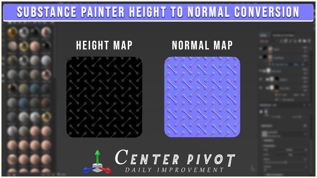 How to convert height map into Normal map in Substance painter - Center Pivot #3d #subscribe