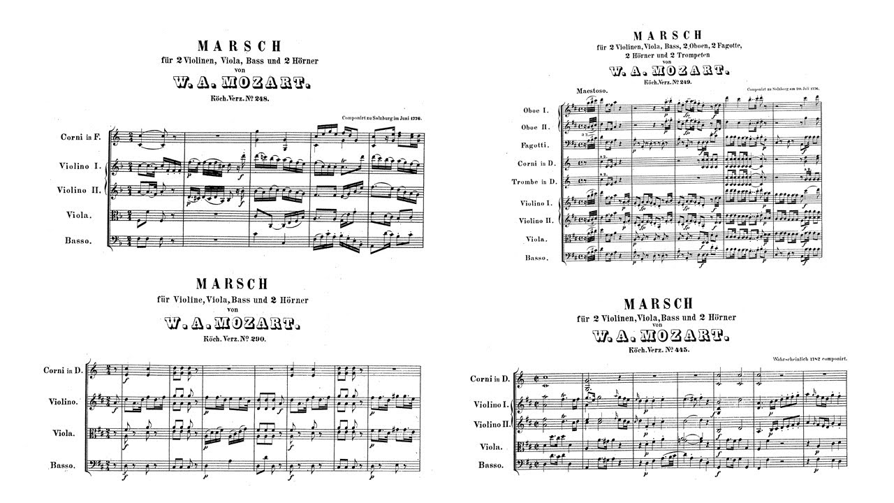 Mozart: 4 Marches, K. 248, K. 249, K. 290, K. 445/320c (with Score)