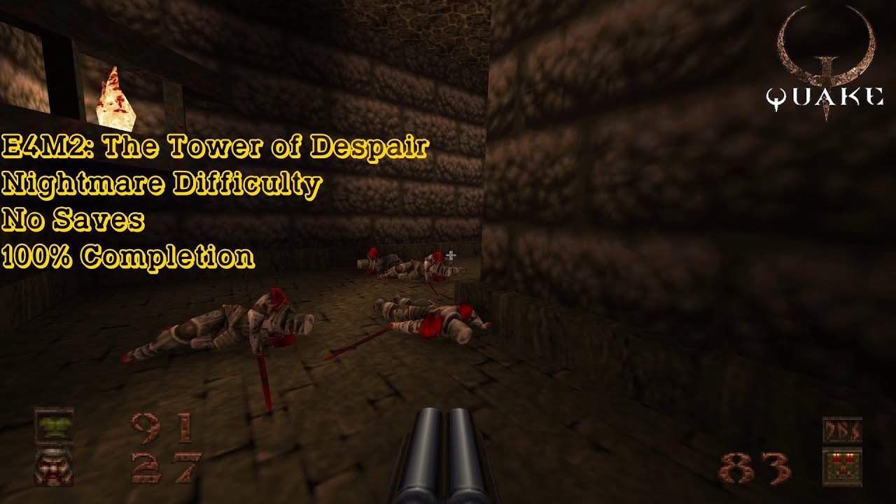 Quake Remastered (Nightmare) - E4M2: The Tower of Despair (100%)