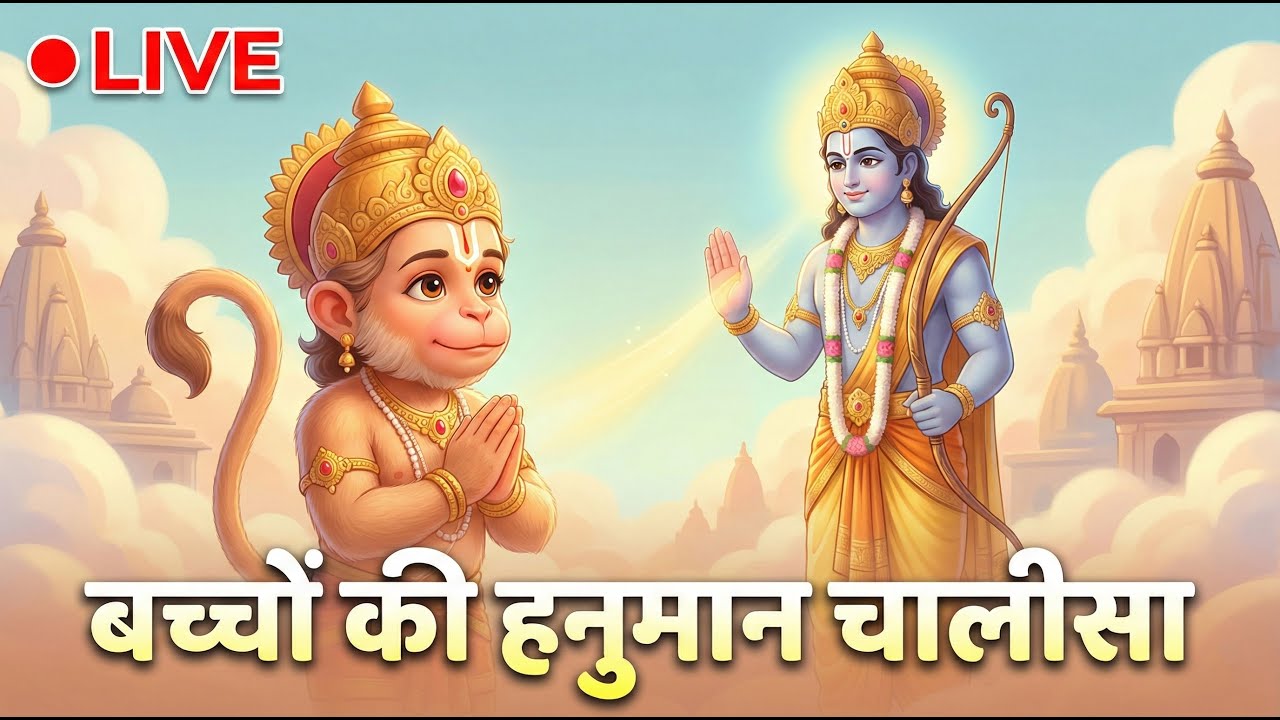 🔴🕉️ Hanuman Chalisa for Kids LIVE | Peaceful Chanting for Children | Bedtime & Morning Prayer
