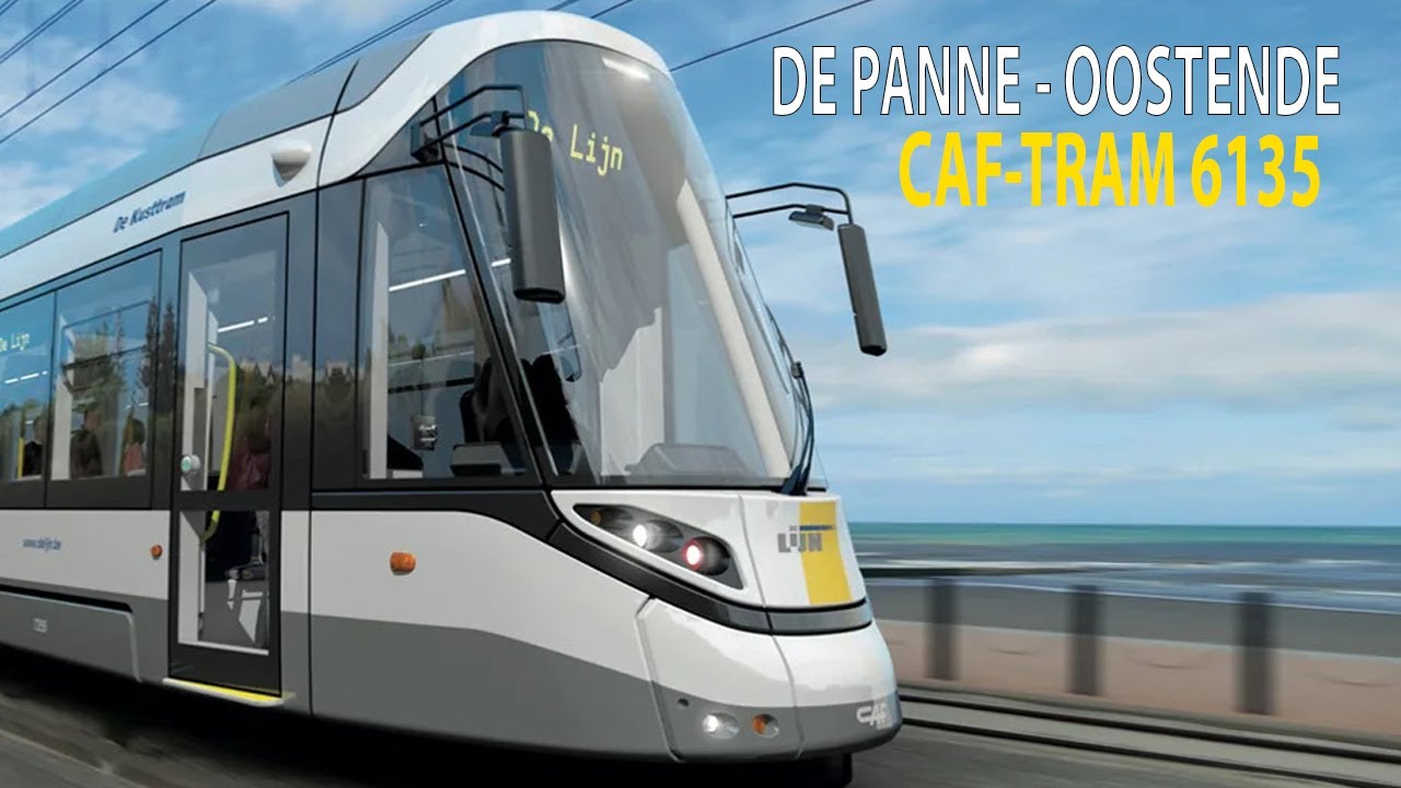 Cab Ride Coastal Tram Belgium. De Panne - Ostend with CAF tram 6135 with stop names.