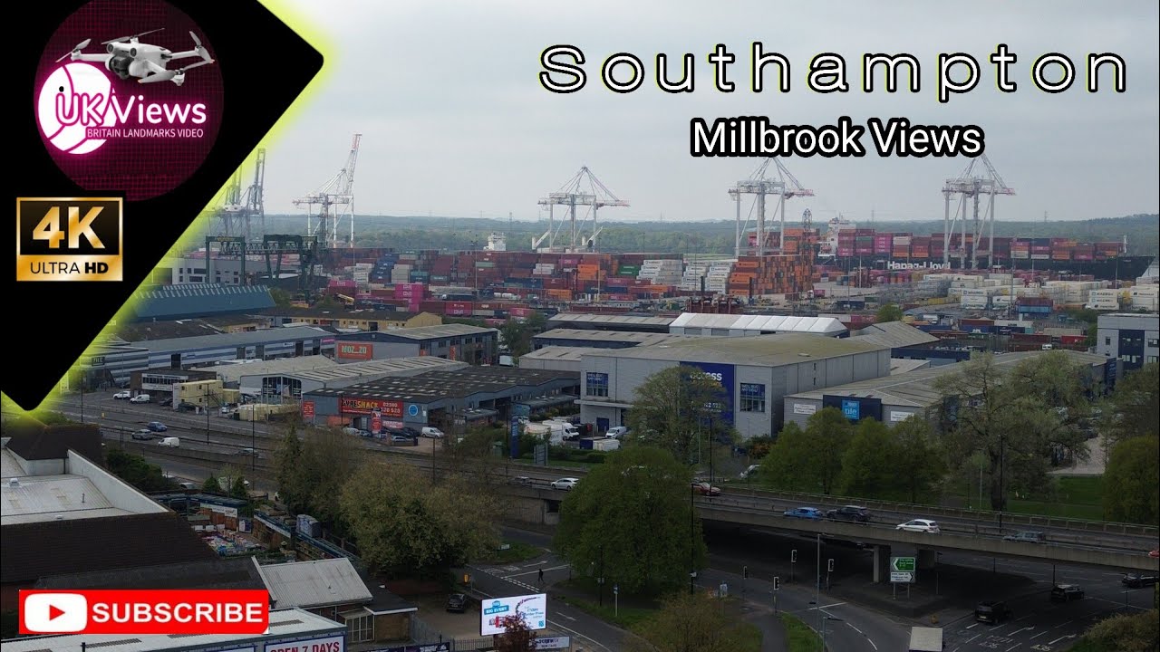 Southampton, millbrook area views from the sky - 4K UHD relaxation video 2024