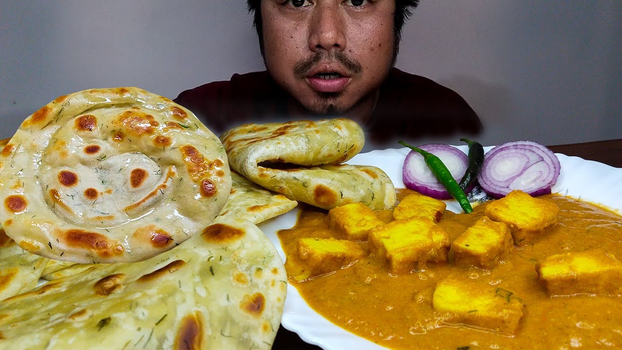 Real Mukbang:) Paneer Butter Masala & Paratha At Home Dhaba Style