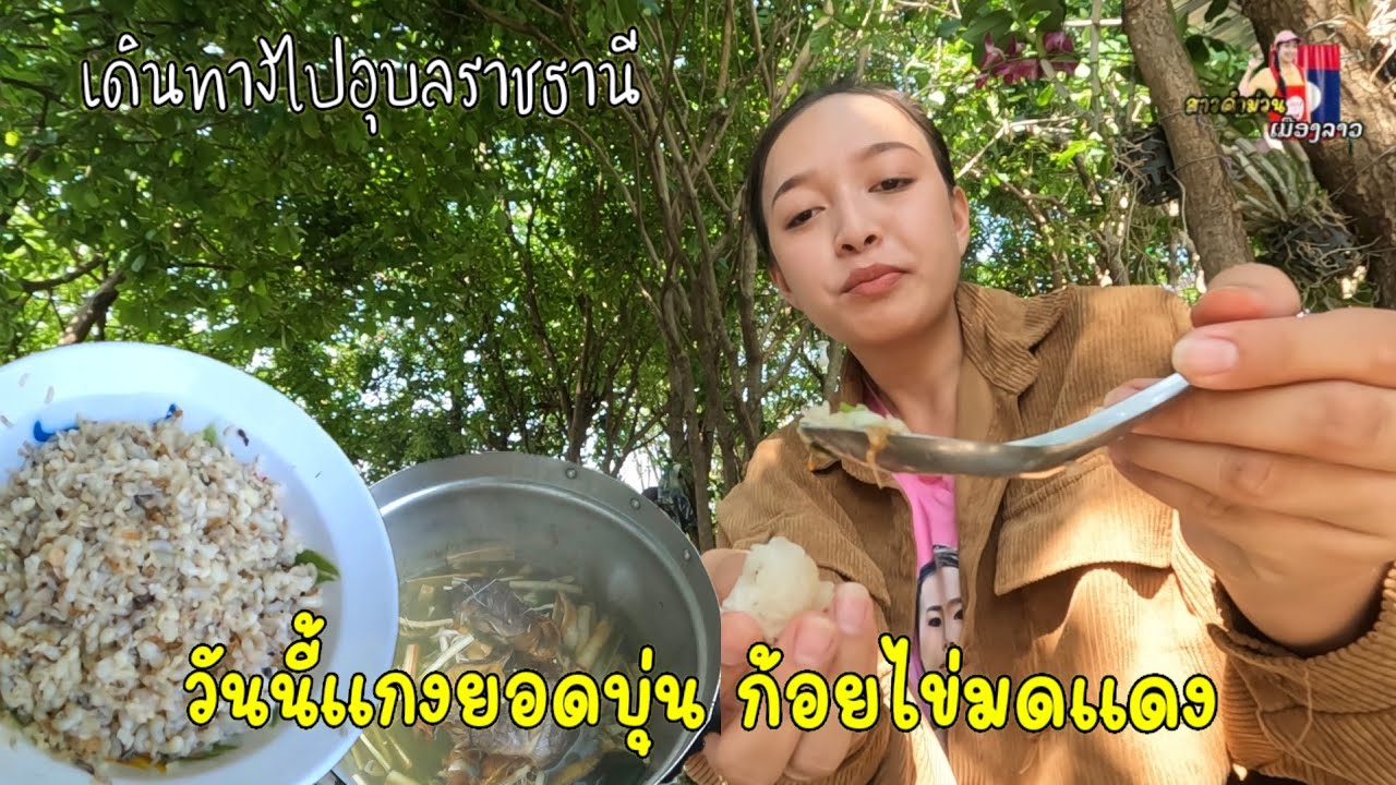 วันนี้แกงยอดบุ่น ก้อยไข่มดแดง แช่บๆ / กินอิ่มแล้วเดินทางไป อุบลราชธานี...