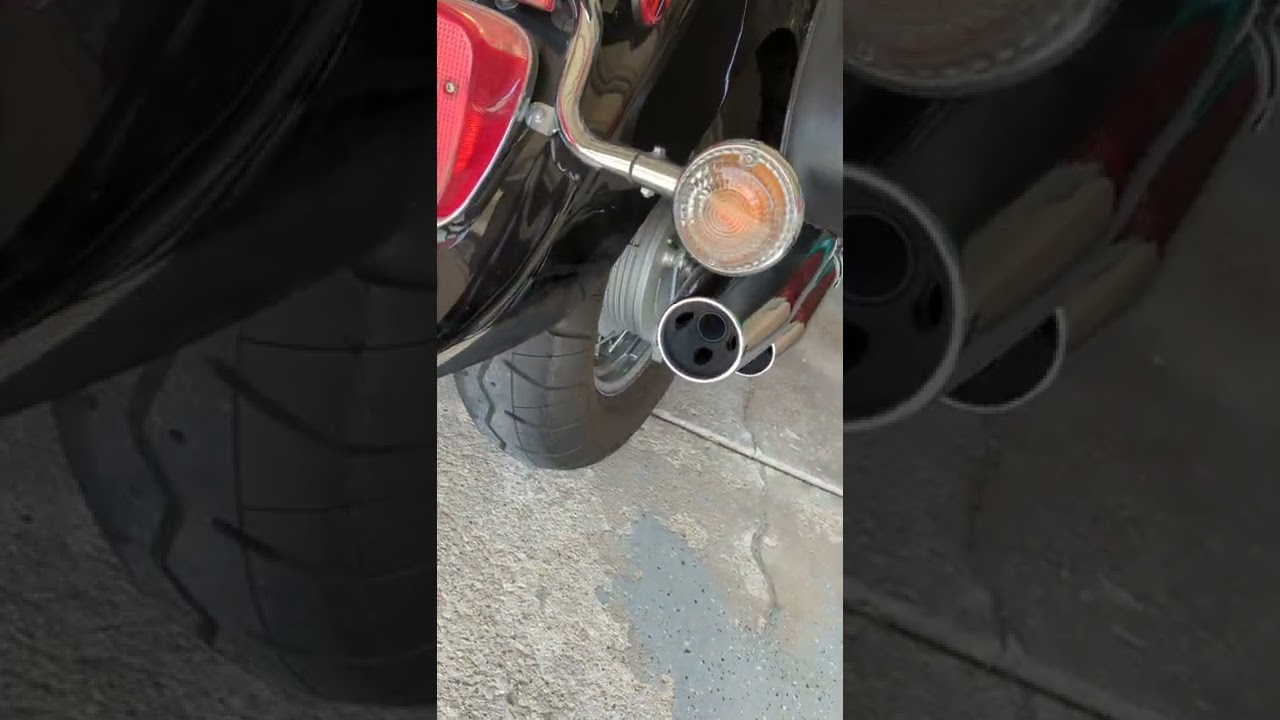 2008 Yamaha V Star 650 OEM exhaust modification drilled 4 holes each 1/2