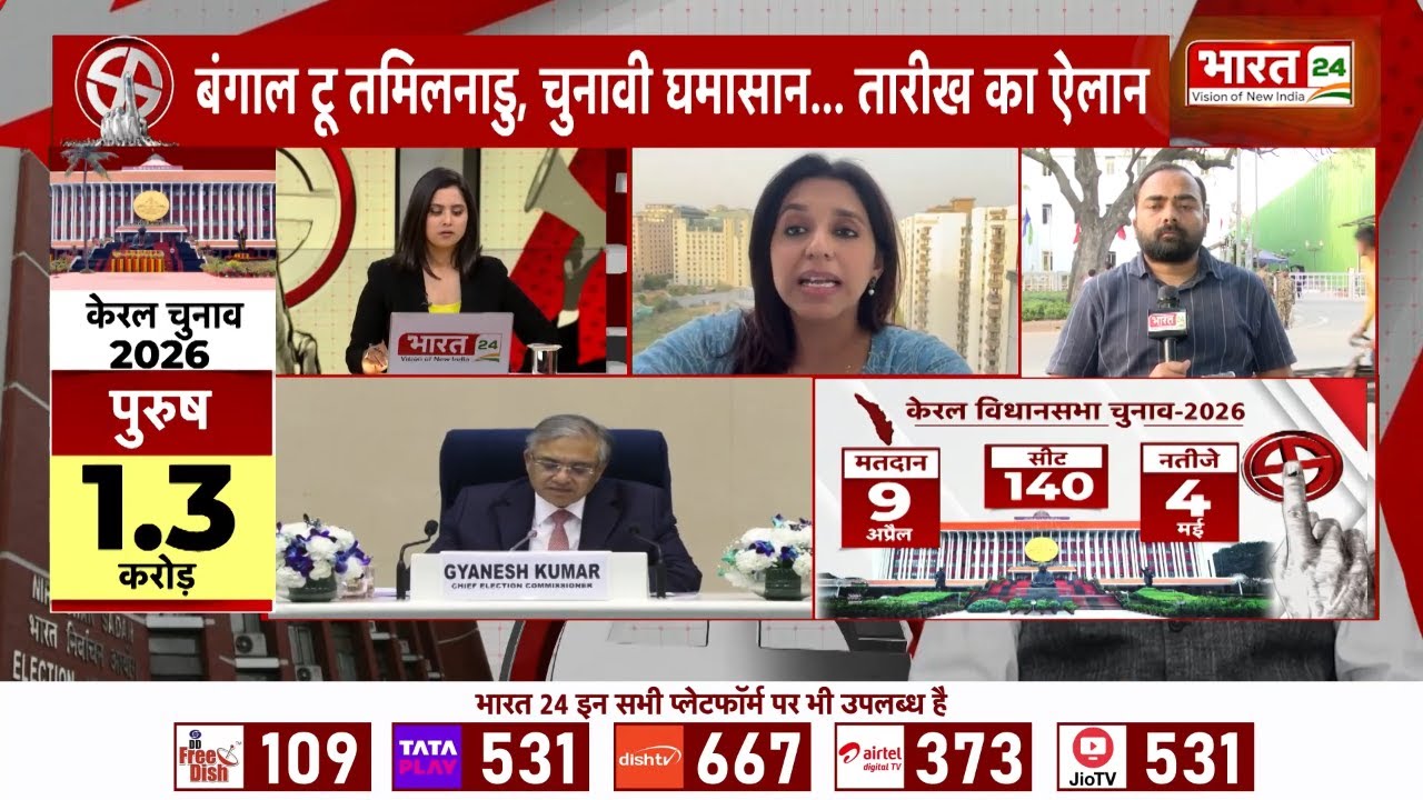 Assembly Election 2026 Dates: 5 राज्यों में चुनाव का बिगुल! बंगाल में 2 चरण, 4 मई को फैसला | Latest