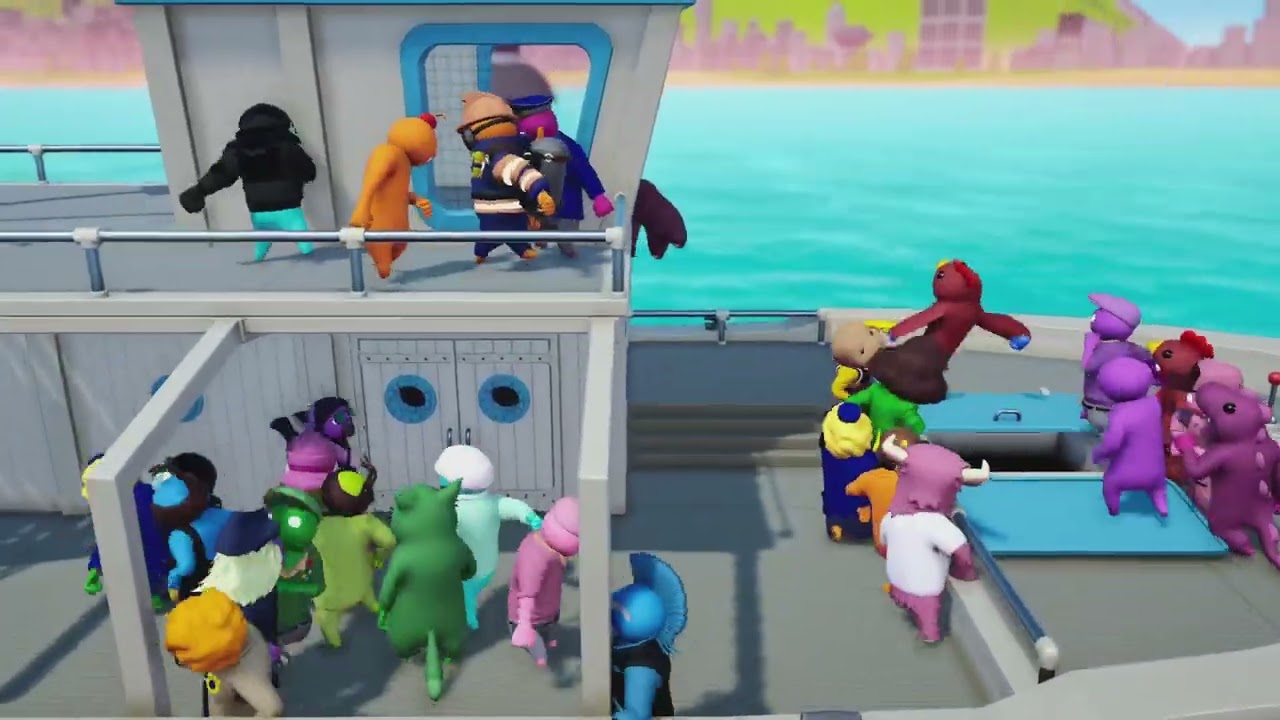 Gang Beasts but we're Running from an Angry Mob...