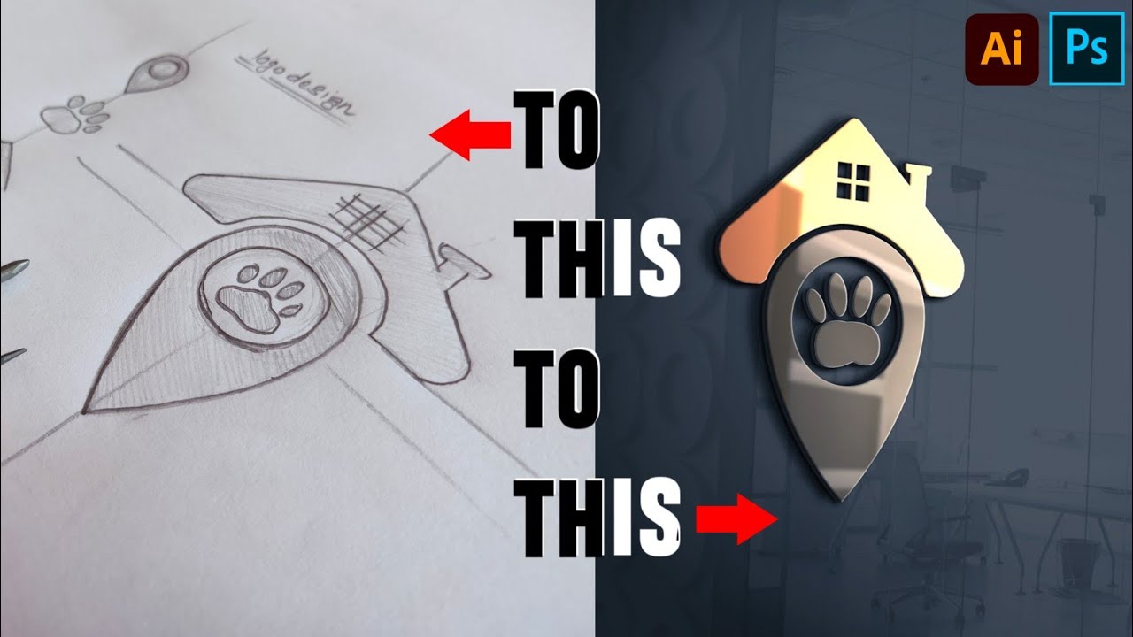 Illustrator logo design Tutorial||Conceptual logo design|Pet House illustrator CC
