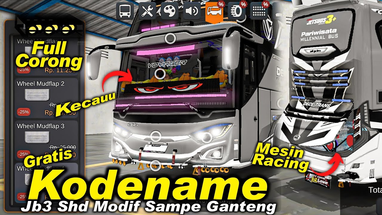 Gratis Kodename JB3 Full Acc Modif Sampe Ganteng😍 Full Corong Basuri❗BUSSID V4.3.1