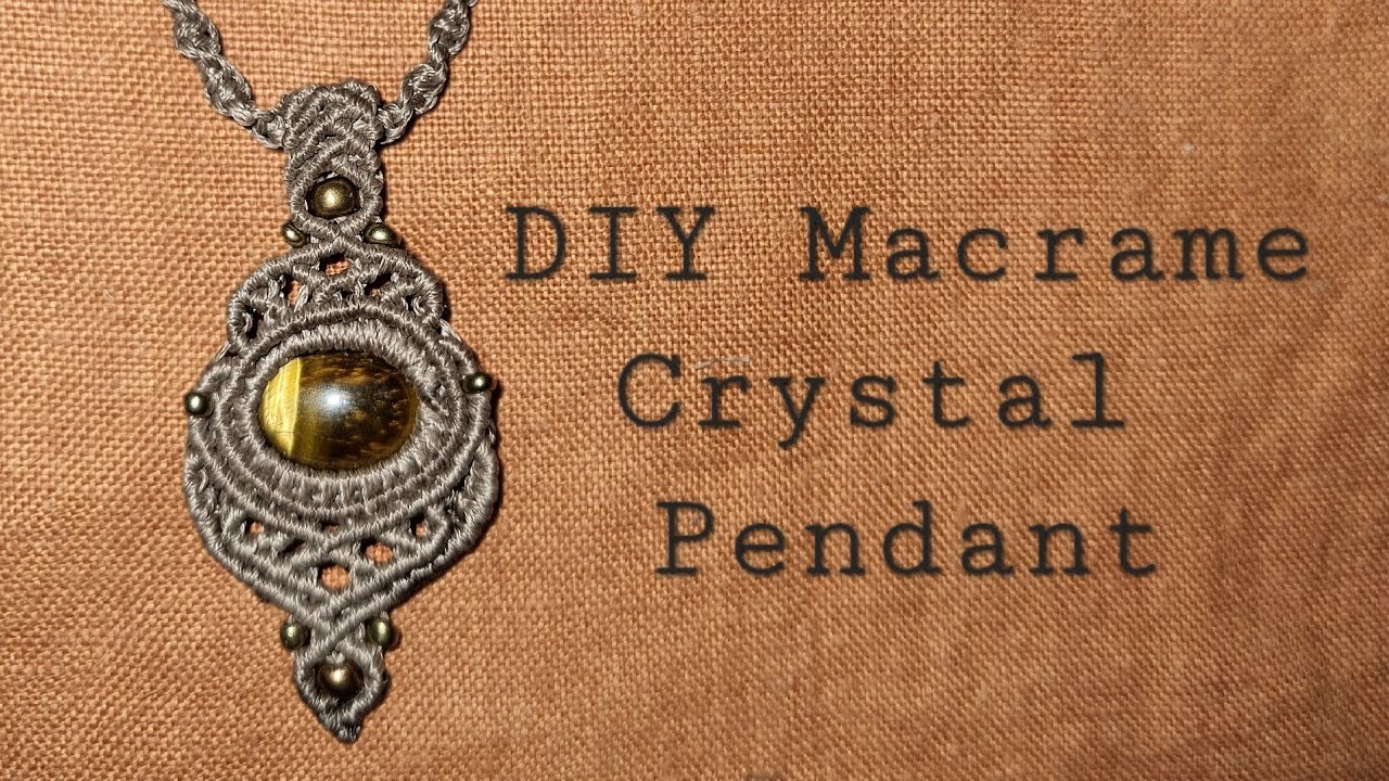 Macrame Jewelry Tutorial - Stone macrame Necklace - How to Wrap a Flat Crystal Cabochon (Boho DIY)