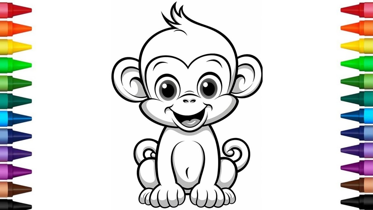 Drawing Baby Monkey || Easy Drawing Baby Monkey 🐒