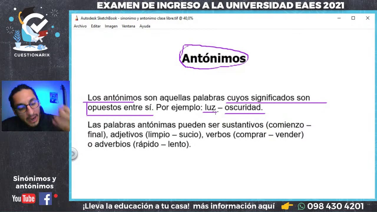 🔴 SINÓNIMOS Y ANTÓNIMOS ✅ CLASE ONLINE #10 | 🎓 INGRESO A LA UNIVERSIDAD EAES 2021 💻 LENGUAJE