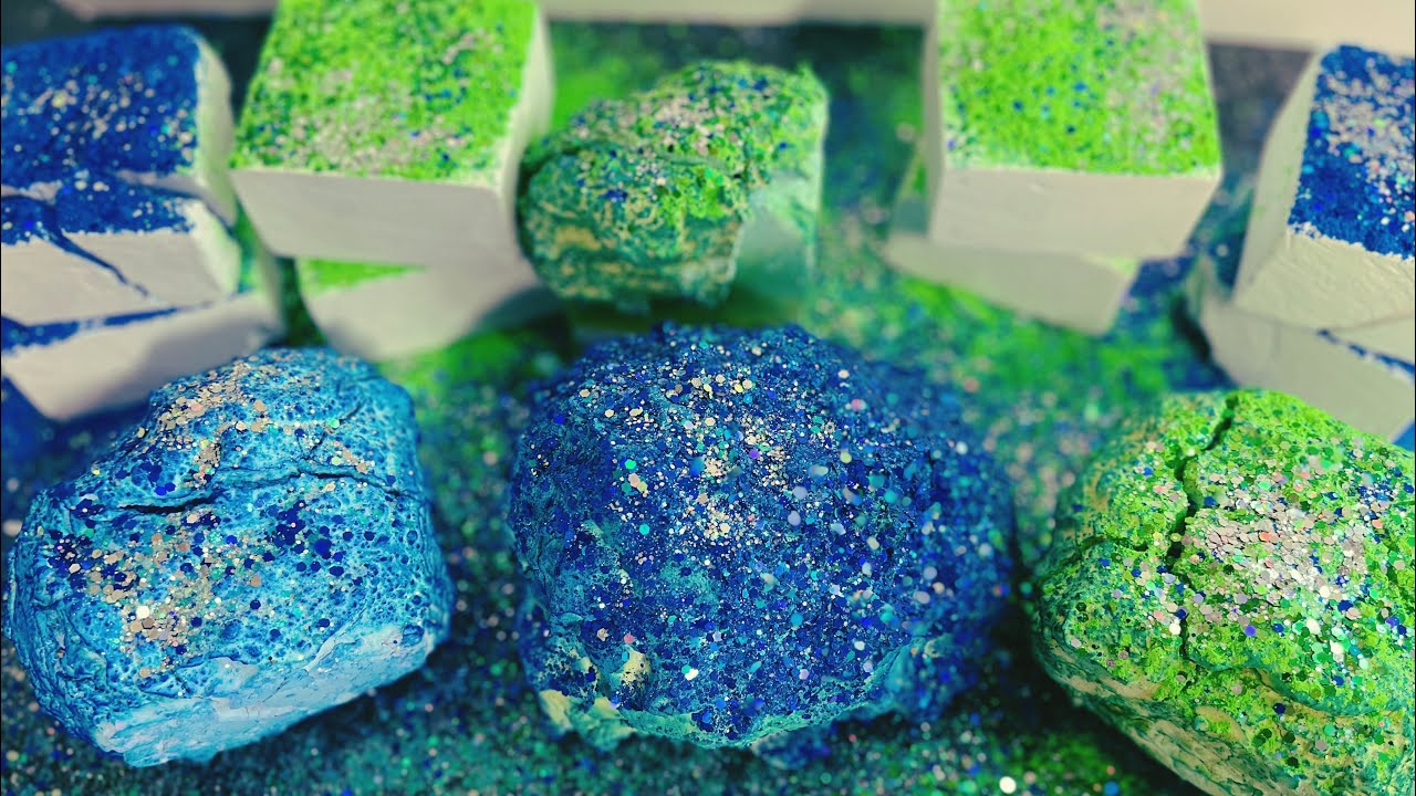 Jumbo Pasted BSN & Fresh @asmrstudioco Blocks Coated w. Pigment Powder 💙🩵💚 Gym Chalk ASMR