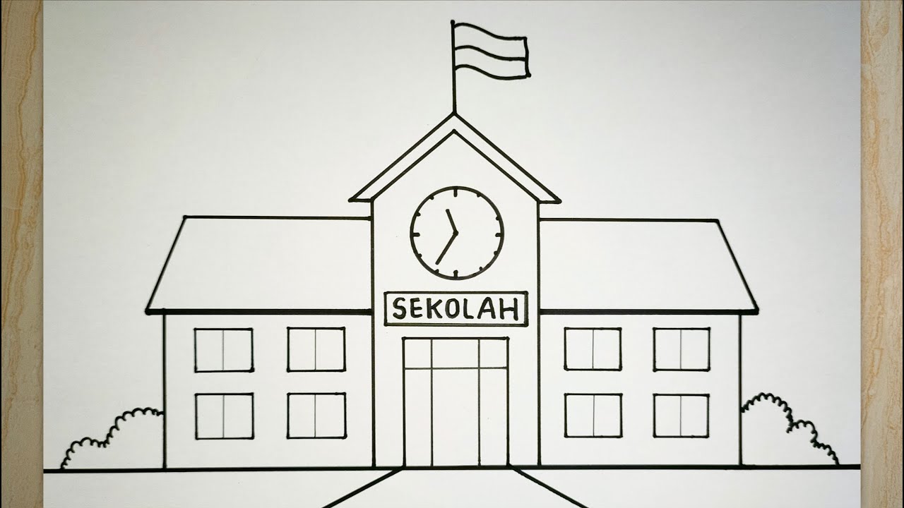 Cara menggambar sekolah yang mudah dan bagus