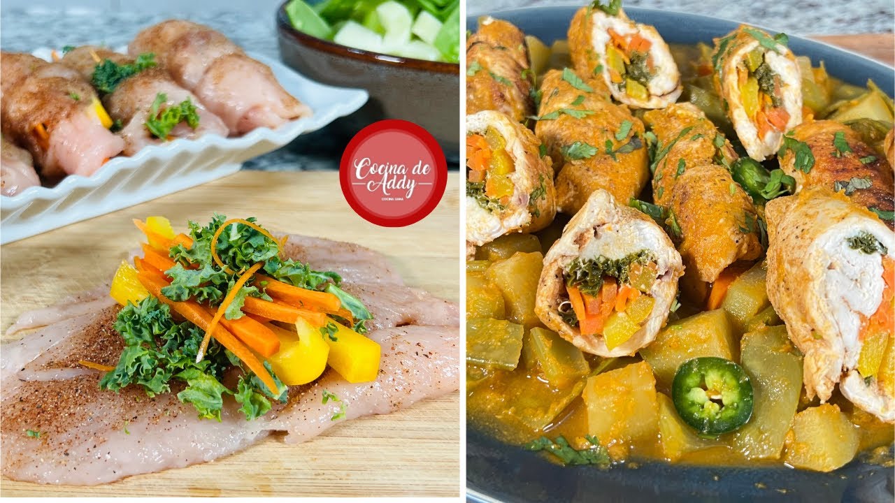CERO Grasa, Azúcar, Almidón. ROLLITOS DE POLLO Y VERDURAS. Baja Colesterol, Azúcar, Dieta | Addy