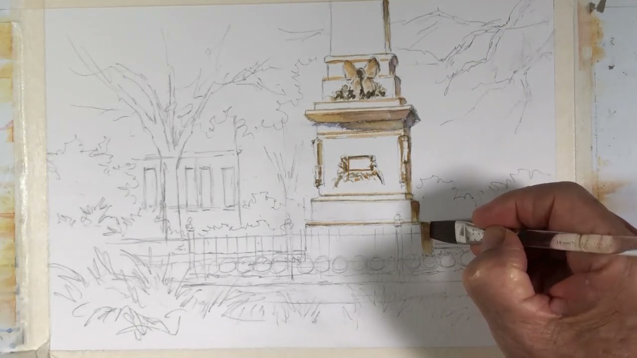 Watercolor Tutorial  MONTEREY SQUARE   SAVANNAH