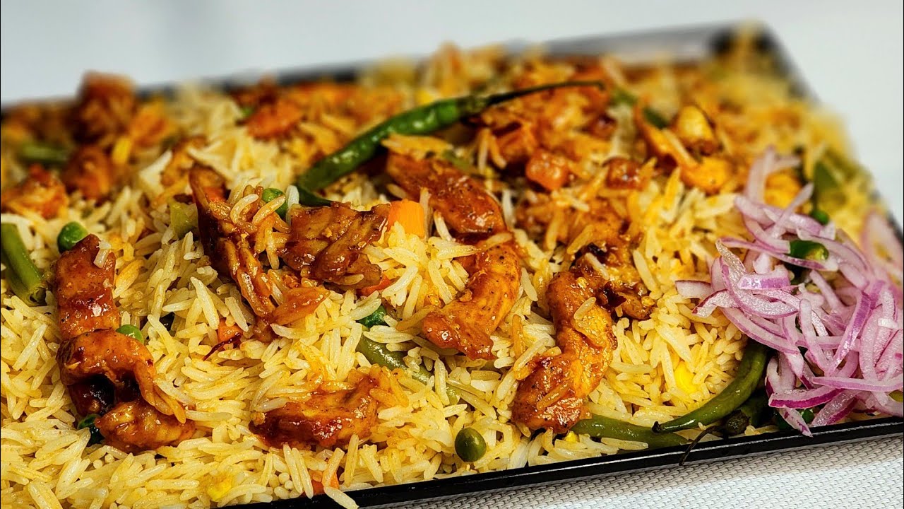 Chilli Chicken Rice / Variety Rice recipe for Iftar / Ramadan recipes / Rice recipes in malayalam