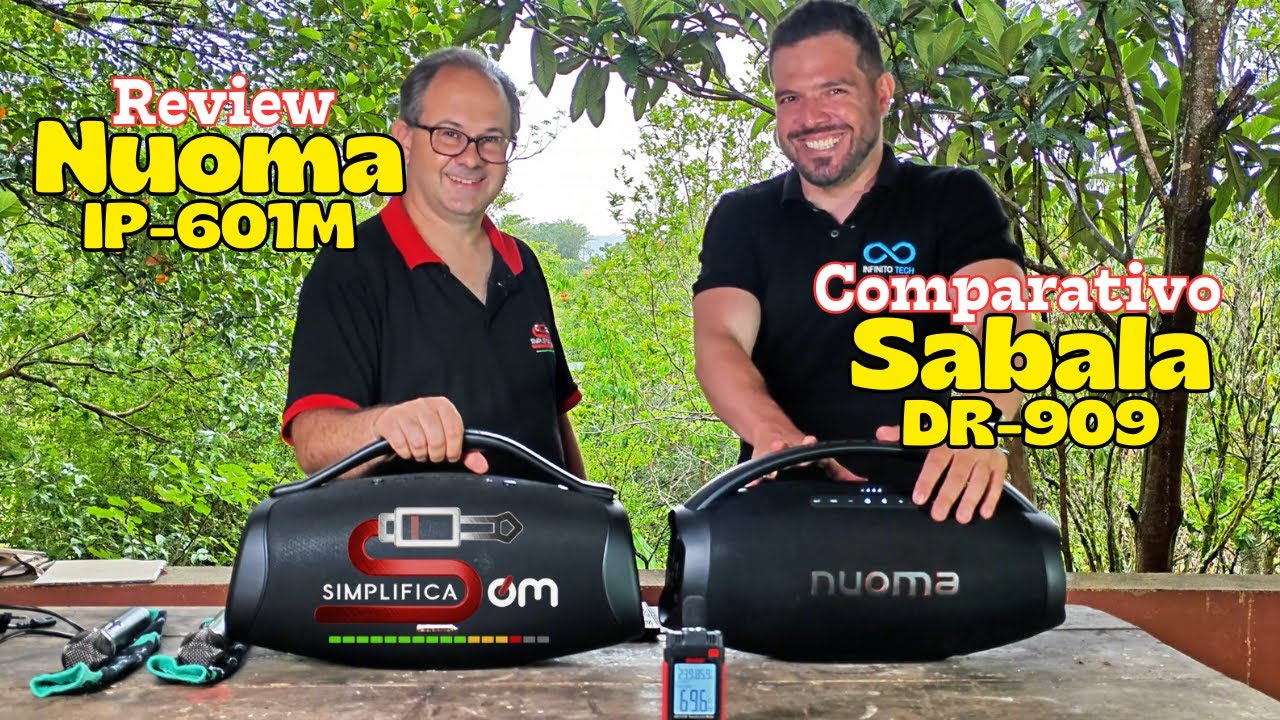 Review Caixa Bluetooth Nuoma IP-601M com 2 Microfones sem fio e comparativo com Sabala DR-909