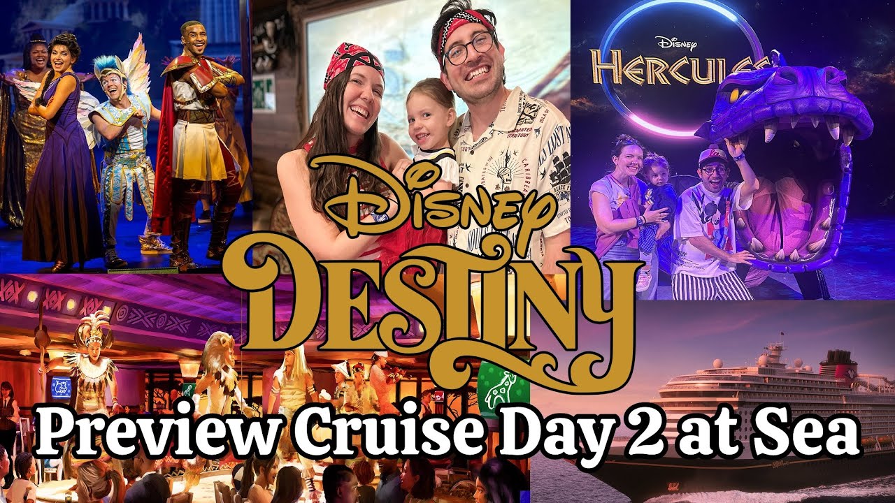 BRAND NEW Disney Destiny Cruise Day 2: Exclusive Hercules Preview, Pride Lands Feast, & Pirate Night